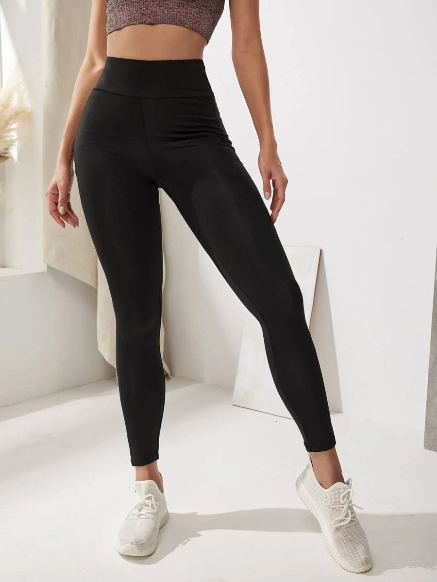 Wide Band Waist Sports Leggings With Phone Pocket